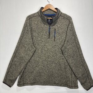 Ruff Hewn Adventure Tech Mens XL Brown Marled Quarter Zip Pullover Sweater Knit